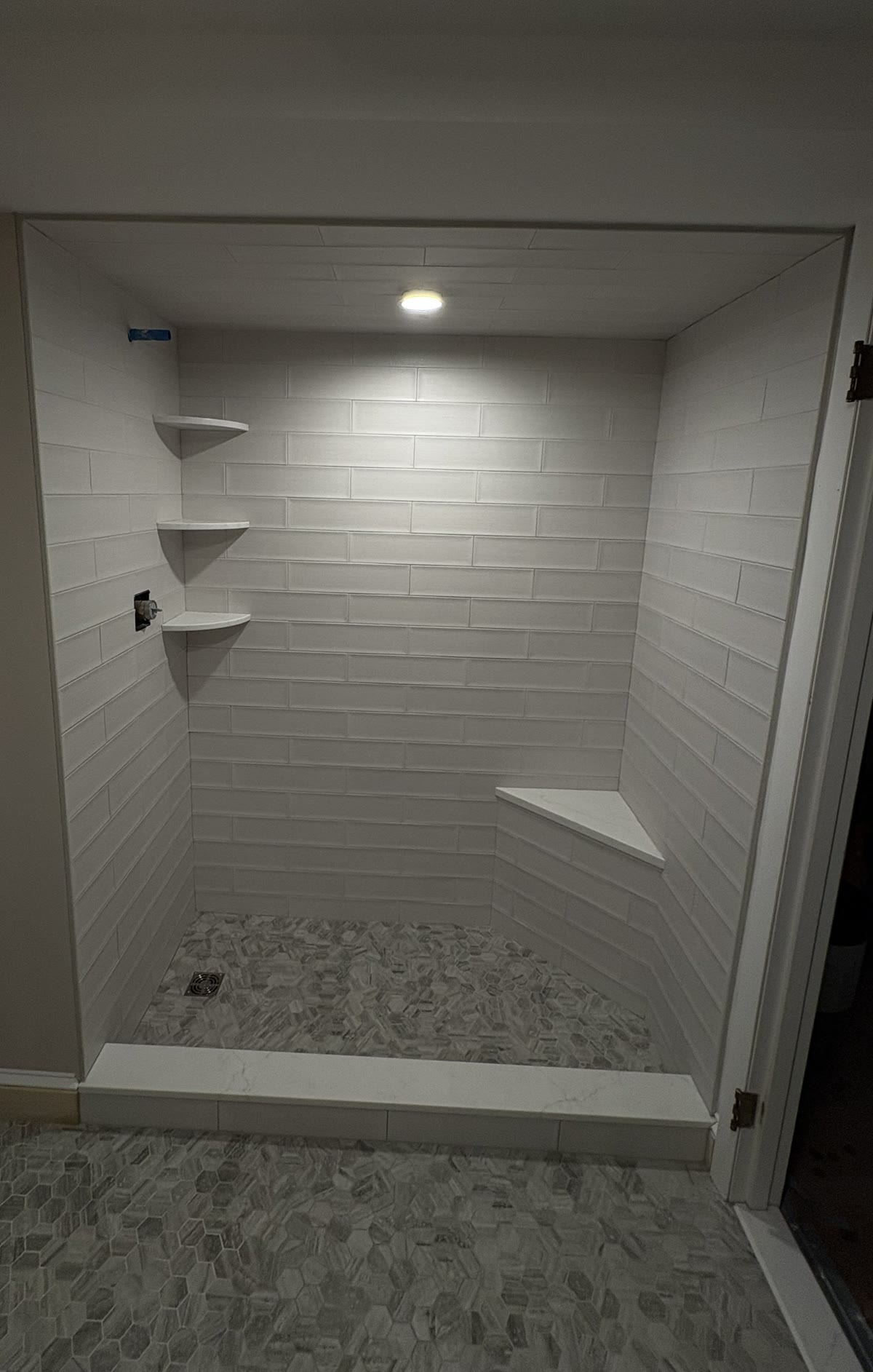Hex Mosaic Floor Shower